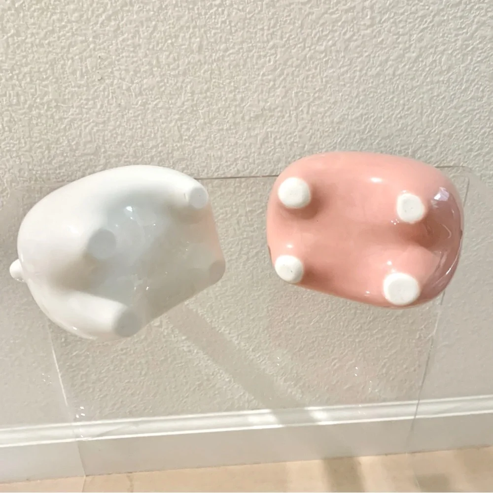 🦙 2 Pink White Llama Mini Planter Vases Porcelain Home Decor